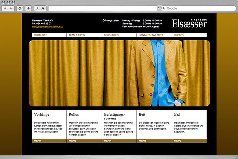 Website Elsaesser Vorhänge by Werbeagentur Bern - Blitz & Donner