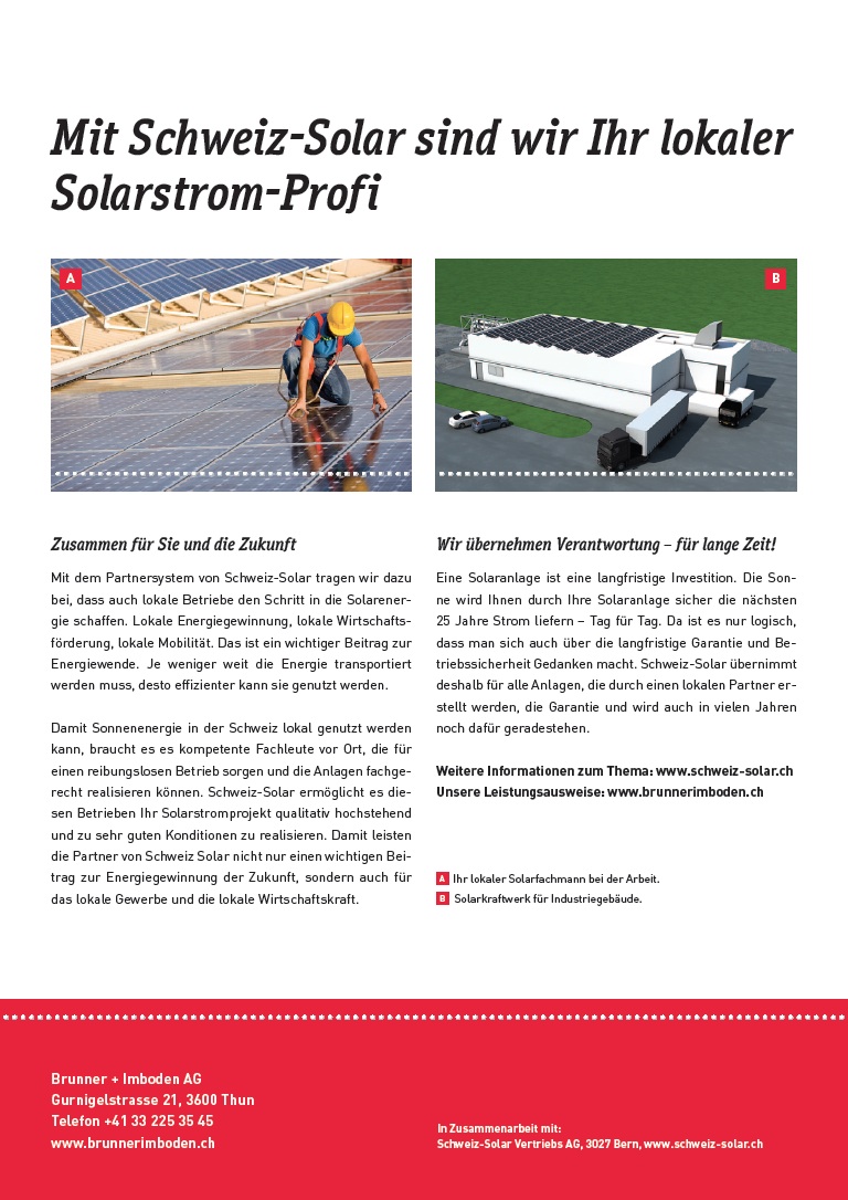 Die Berner Werbeagentur Blitz & Donner mit neuer Kommunikationssrategie für Schweiz-Solar